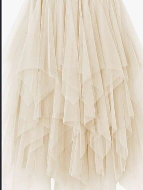 Elegant Cream Layered Tulle Skirt